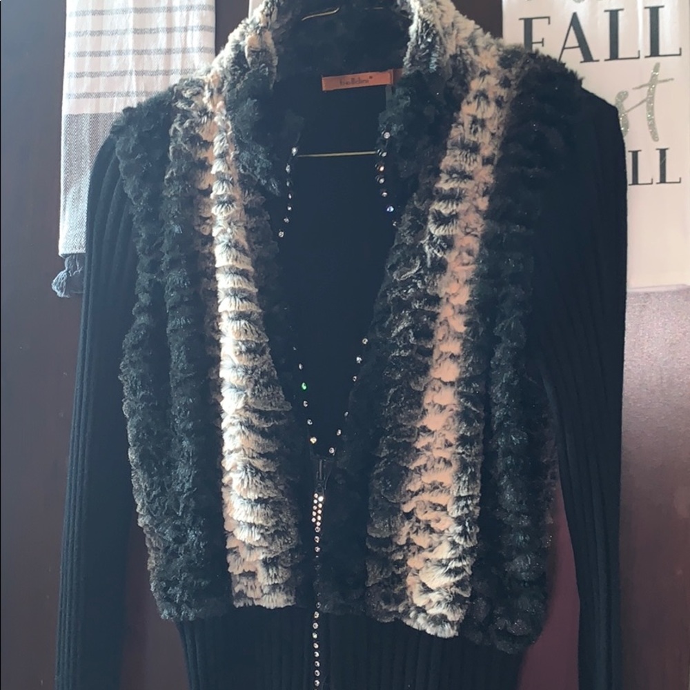 Fur Rhinestones Cardigan
